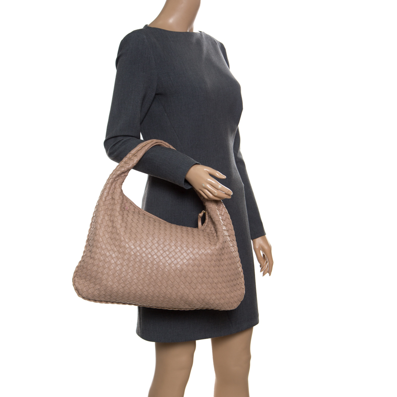 

Bottega Veneta Beige Intrecciato Leather Veneta Hobo