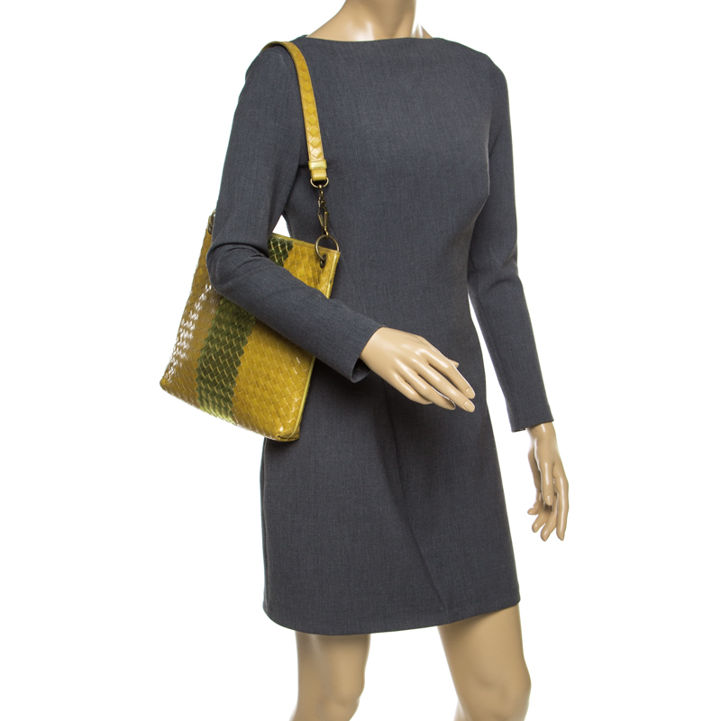 

Bottega Veneta Yellow/Gold Intrecciato Leather Shoulder Bag