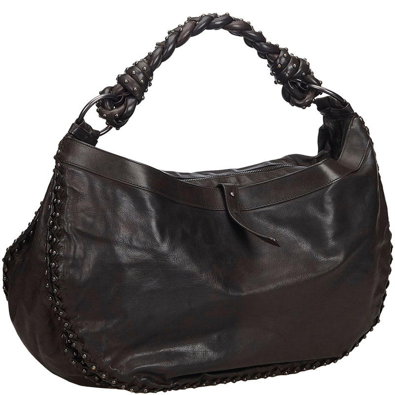 

Bottega Veneta Leather Hobo Bag, Black