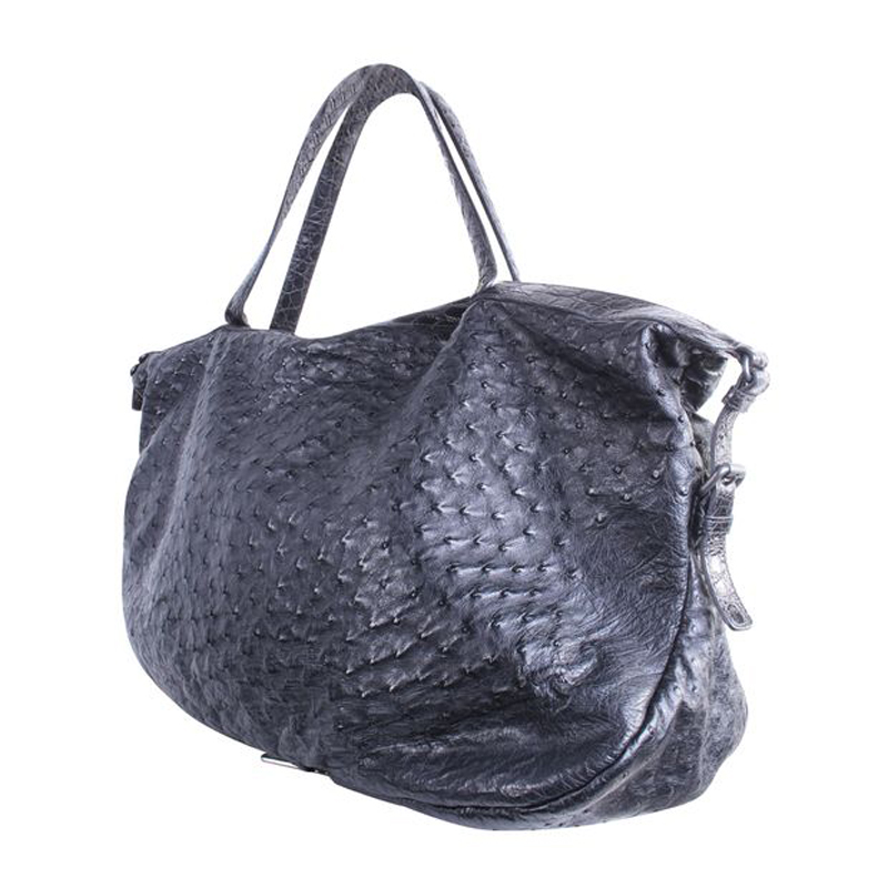 

Bottega Veneta Black Ostrich Leather Shoulder Bag