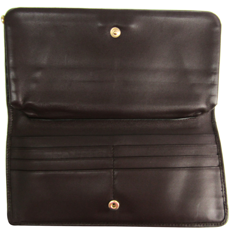 

Bottega Veneta Dark Brown Intrecciato Leather Long Wallet