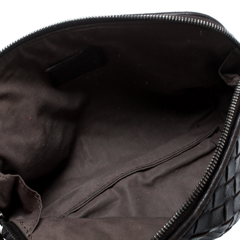 

Bottega Veneta Dark Brown Intrecciato Leather Pouch