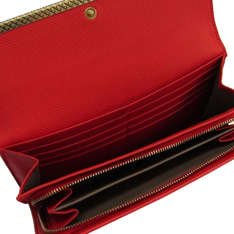 

Bottega Veneta Red Calfskin Leather Long Wallet