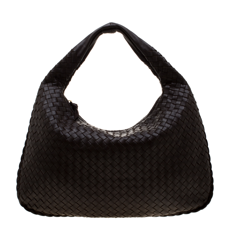 Bottega Veneta Black Intrecciato Nappa Leather Medium Veneta Hobo Bottega  Veneta