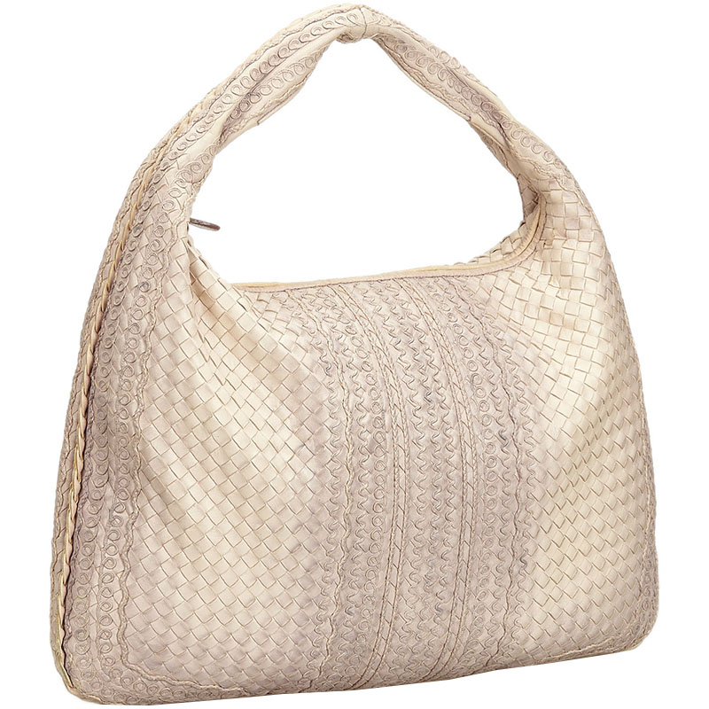 

Bottega Veneta Beige Intrecciato Leather Large Hobo Bag