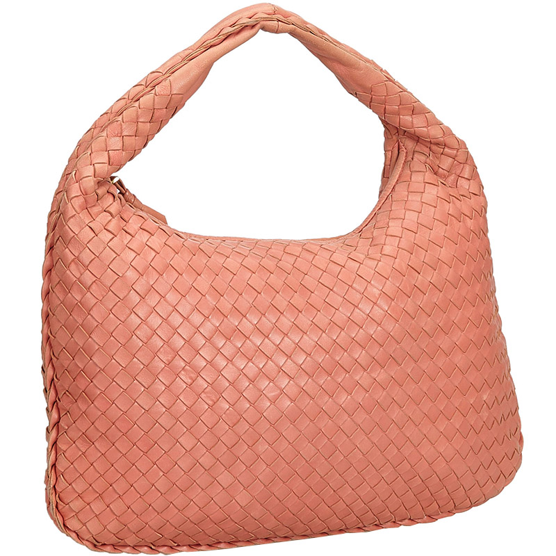 

Bottega Veneta Flamingo Pink Intrecciato Leather Hobo Bag