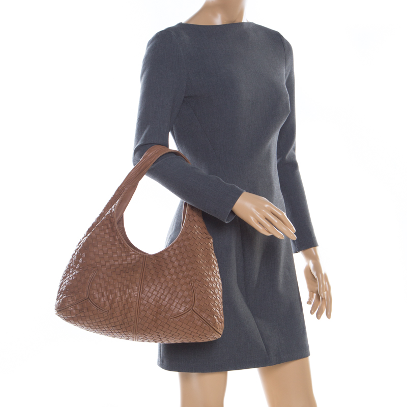 

Bottega Veneta Brown Intrecciato Leather Ball Hobo