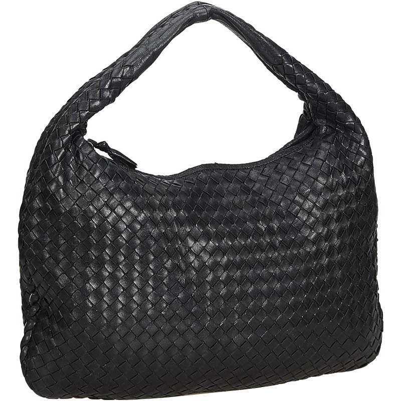 

Bottega Veneta Black Intrecciato Leather Hobo Bag