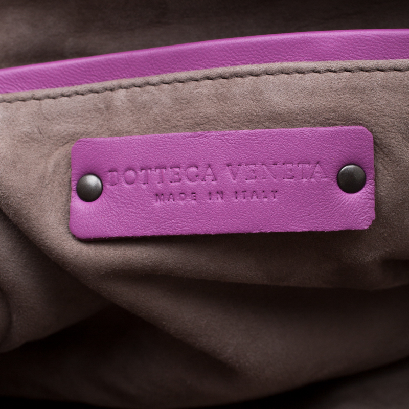 Bottega Veneta Purple Intrecciato Leather And Snakeskin Ayers Crossbody Bag