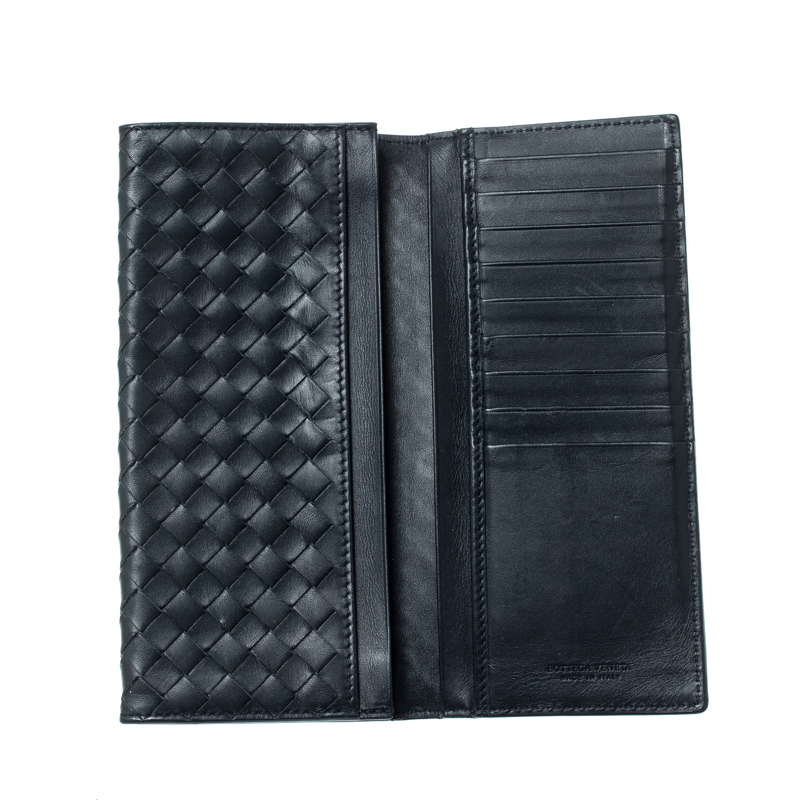 

Bottega Veneta Blue Intrecciato Leather Long Wallet, Navy blue