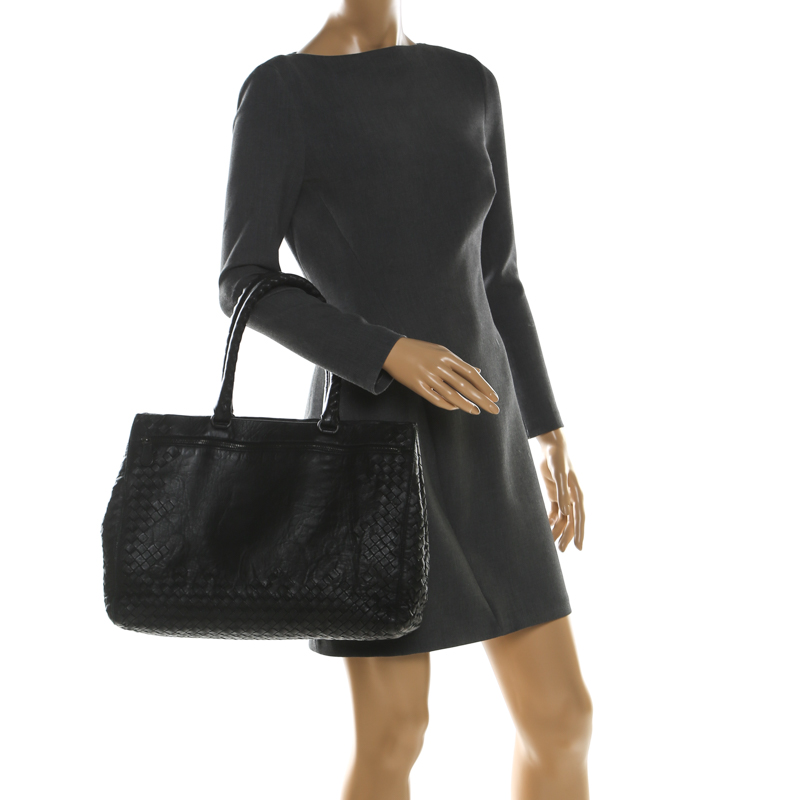 

Bottega Veneta Black Intrecciato Leather Tote