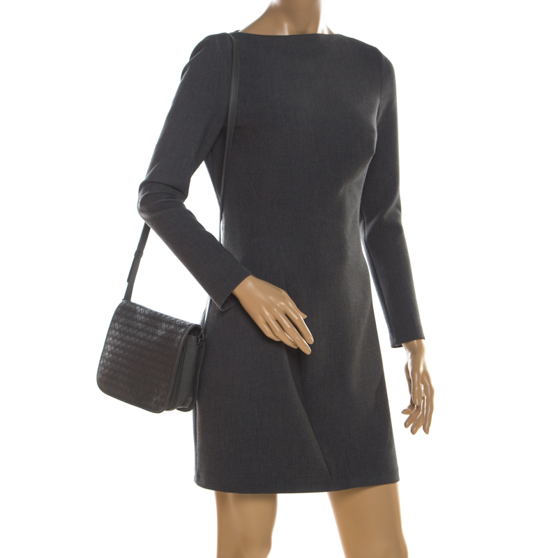 

Bottega Veneta Grey Intrecciato Leather Crossbody Bag