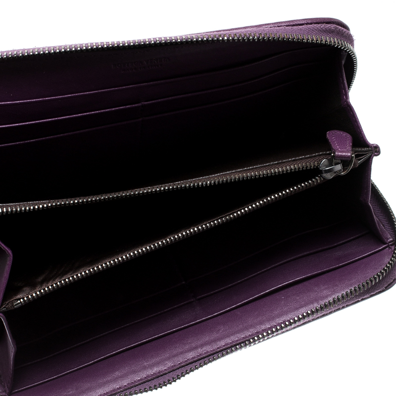 

Bottega Veneta Purple Intrecciato Leather Zip Around Wallet