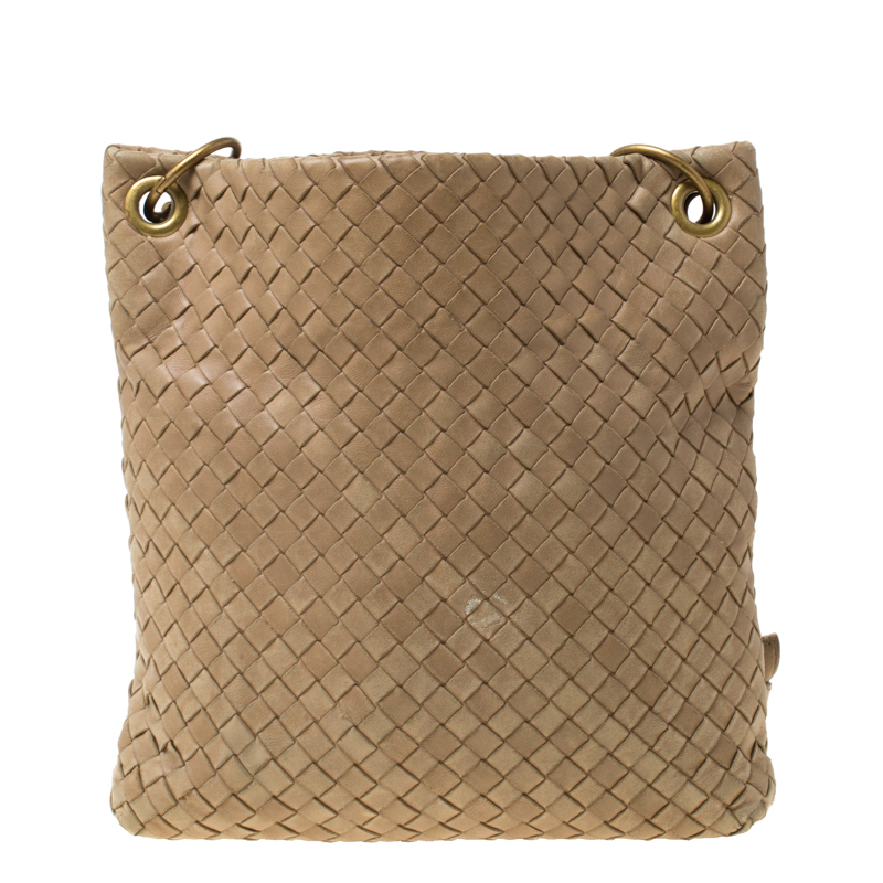 Bottega Veneta Beige Intrecciato Leather Crossbody Bag