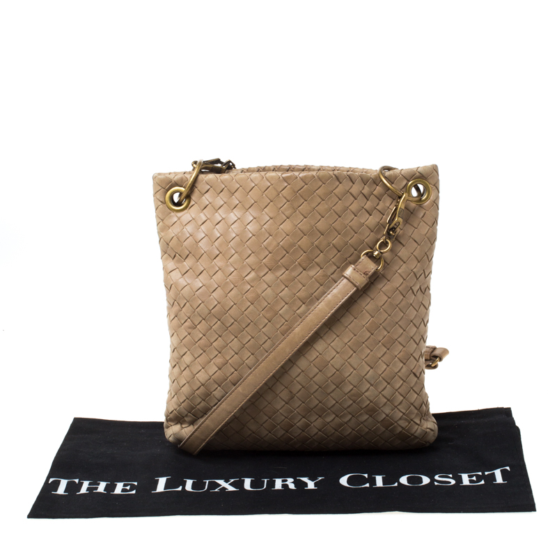 Bottega Veneta Beige Intrecciato Leather Crossbody Bag