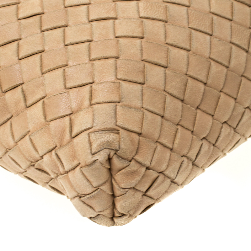 Bottega Veneta Beige Intrecciato Leather Crossbody Bag