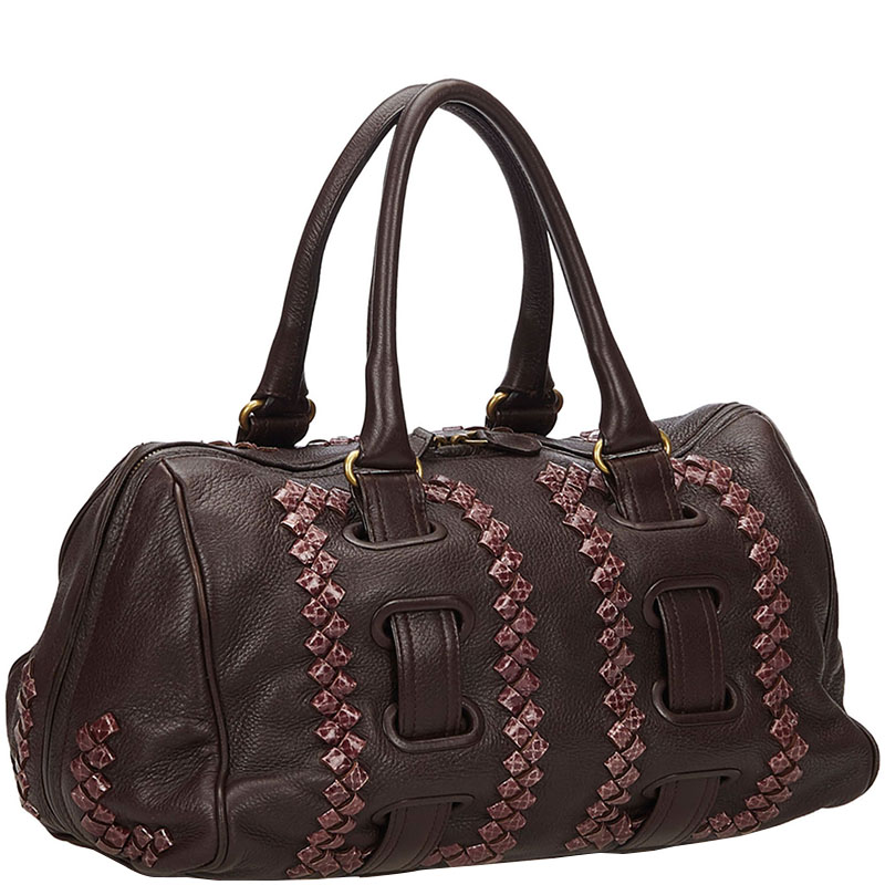 

Bottega Veneta Brown/Maroon Leather Satchel Bag