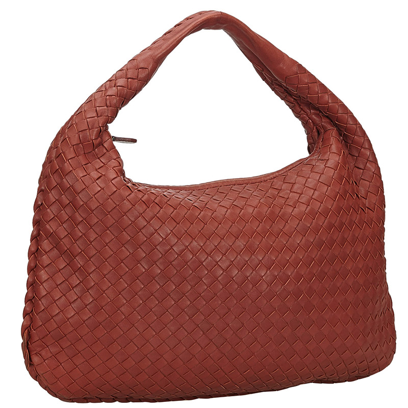 

Bottega Veneta Red Intrecciato Leather Hobo Bag