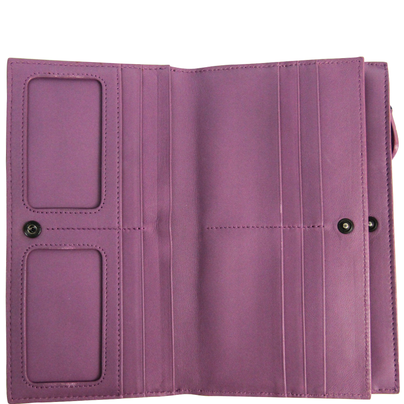

Bottega Veneta Purple Intrecciato Leather Long Wallet