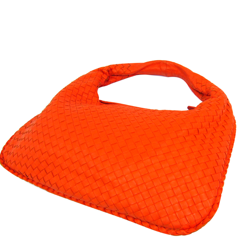 

Bottega Veneta Orange Intrecciato Leather Hobo Bag
