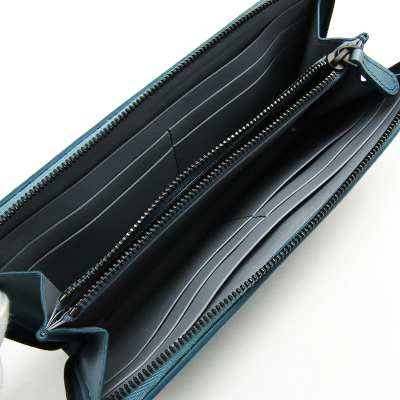 

Bottega Veneta Light Blue Intrecciato Leather Long Wallet