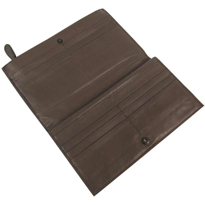 

Bottega Veneta Dark Brown Intrecciato Leather Long Wallet
