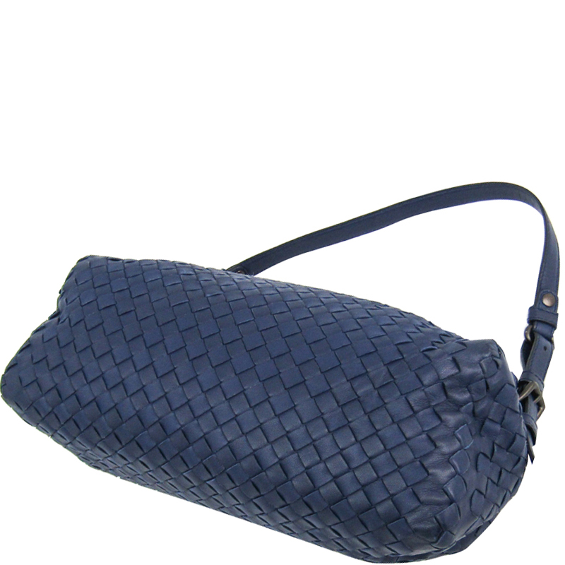 

Bottega Veneta Navy Intrecciato Leather Everyday Bag, Blue