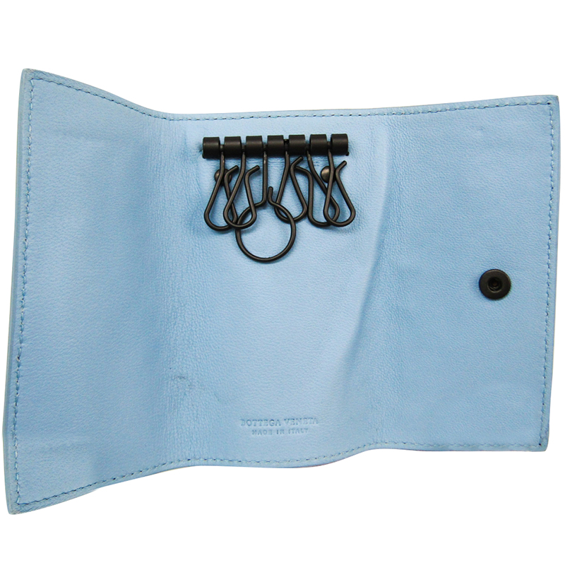 

Bottega Veneta Black/Blue Intrecciato Leather Key Case
