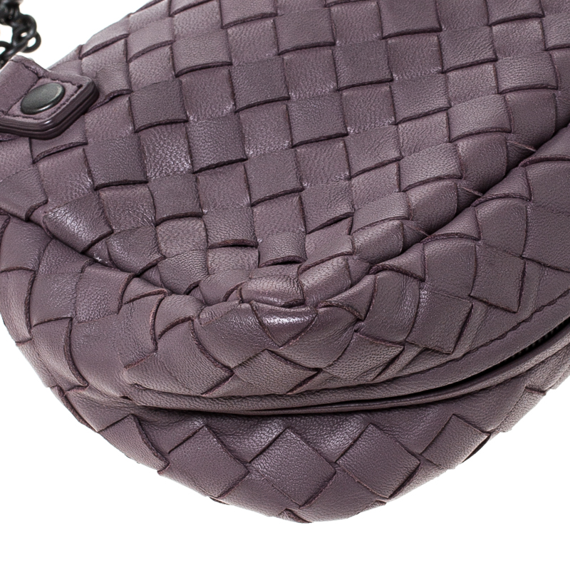 Bottega Veneta Light Purple Intrecciato Small Chain Crossbody Bag
