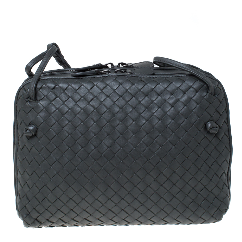 Bottega Veneta Black Intrecciato Leather Double Zip Nodini