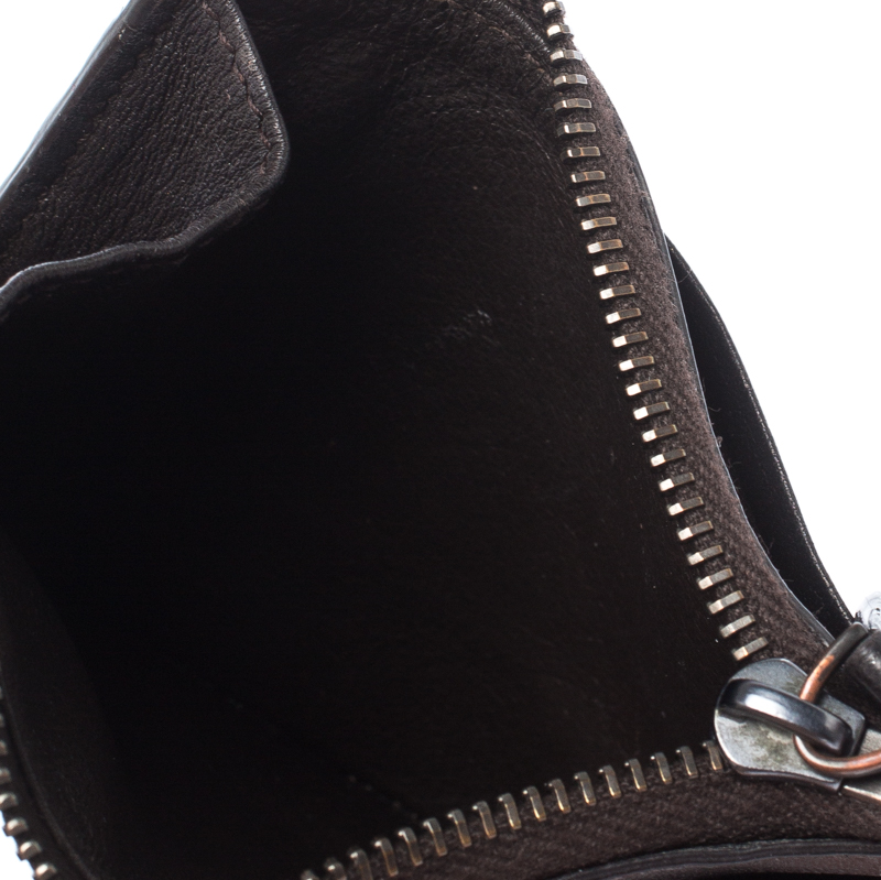 

Bottega Veneta Dark Brown Intrecciato Leather Zip Card Holder