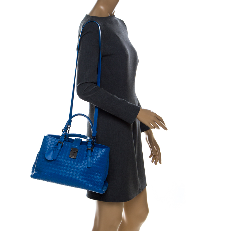 

Bottega Veneta Blue Intrecciato Nappa Leather Roma Tote