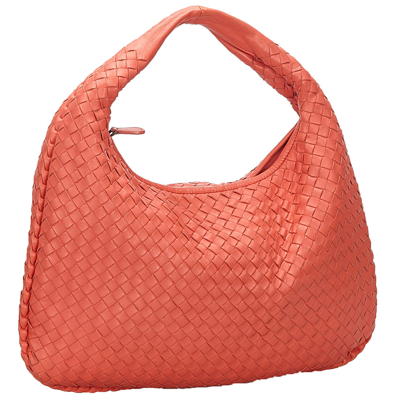 

Bottega Veneta Orange Intrecciato Leather Hobo Bag