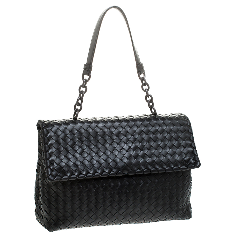 Bottega Veneta Black Leather Olimpia Chain Strap Shoulder Bag