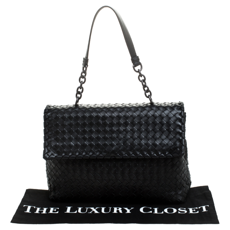 Bottega Veneta Black Leather Olimpia Chain Strap Shoulder Bag