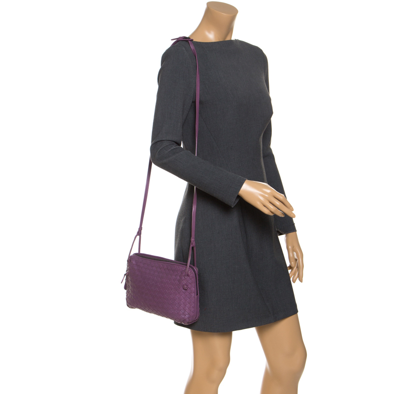 

Bottega Veneta Purple Intrecciato Leather Nodini Crossbody Bag