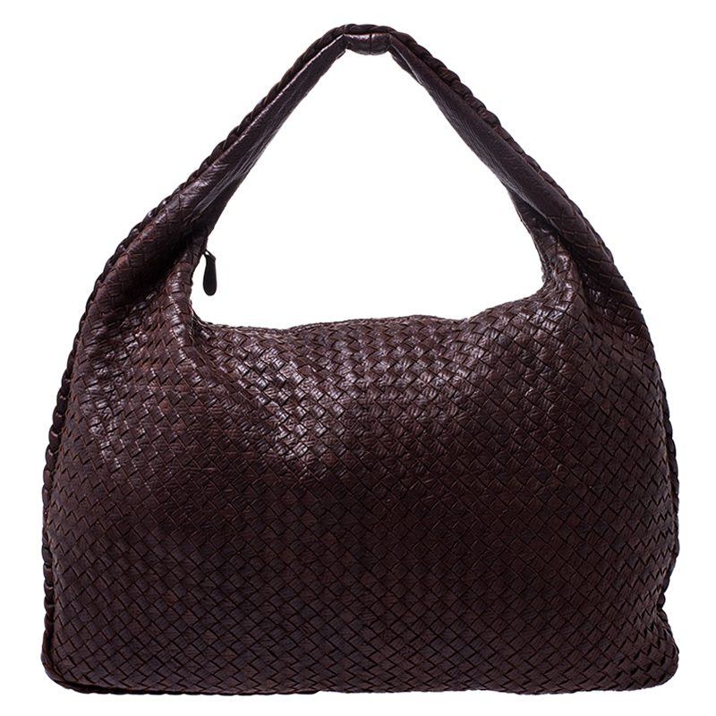 مملوكة مسبقًا حقيبة يد هوبو بوتيغا فينيتا  ماكسي فينيتا جلد أنترشياتو بنيه داكنة