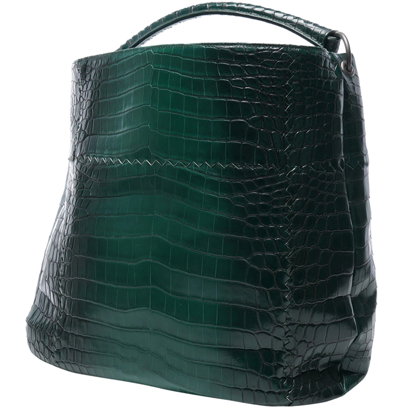 

Bottega Veneta Dark Green Alligator Leather Large Tote Bag