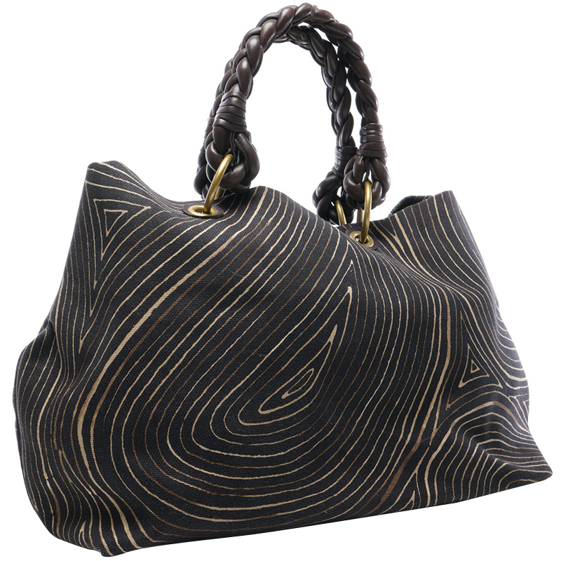 

Bottega Veneta Black Printed Canvas Shopper Tote