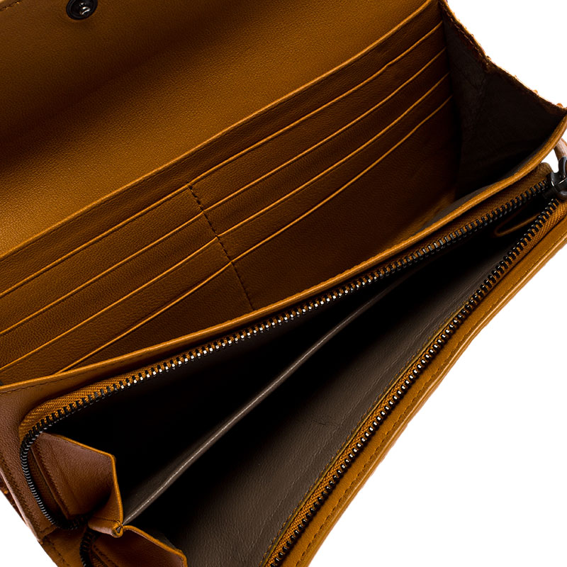 

Bottega Veneta Orange Python Flap Wallet