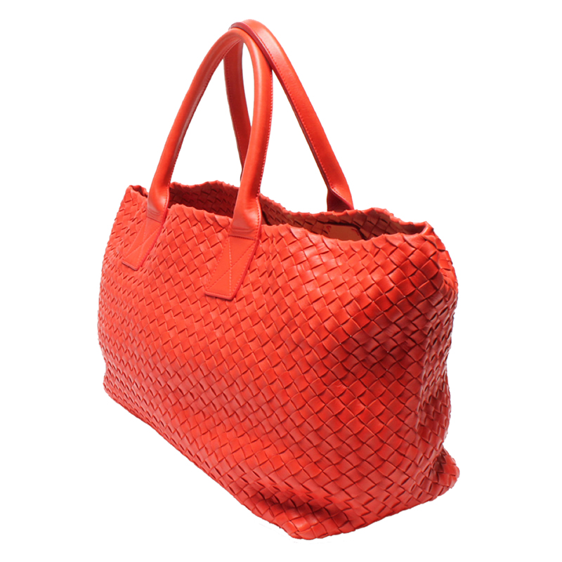 

Bottega Veneta Red Intreciatto Leather Tote Bag