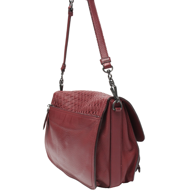 

Bottega Veneta Red Intrecciato Leather Shoulder Bag