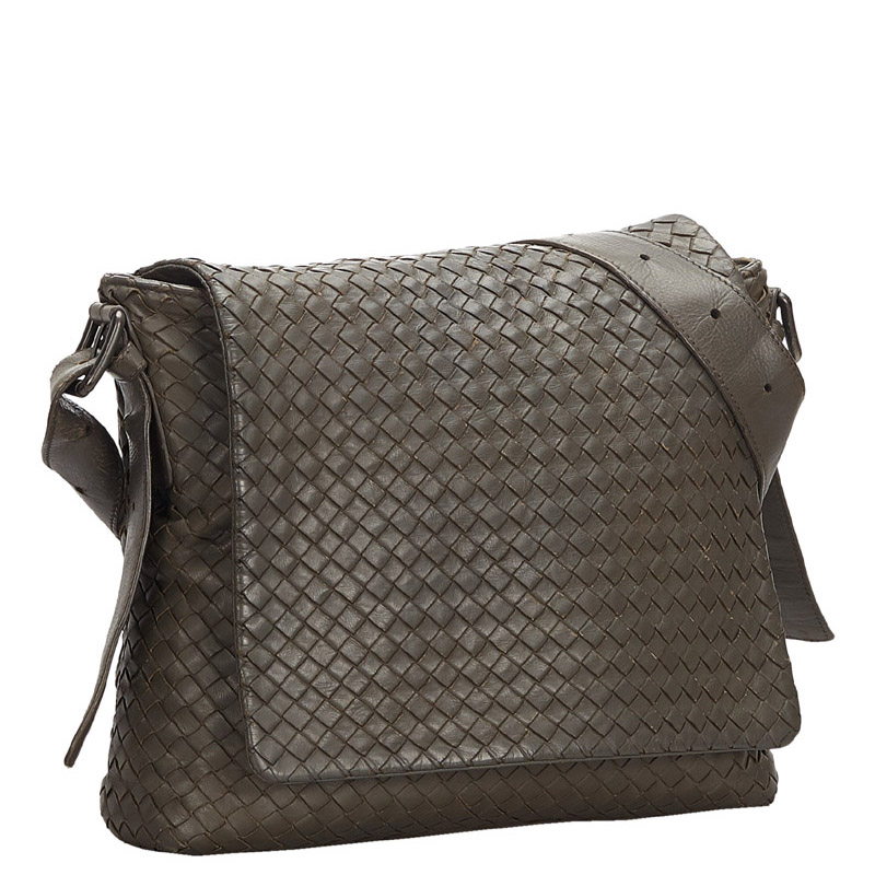 

Bottega Veneta Brown Intrecciato Leather Crossbody Bag