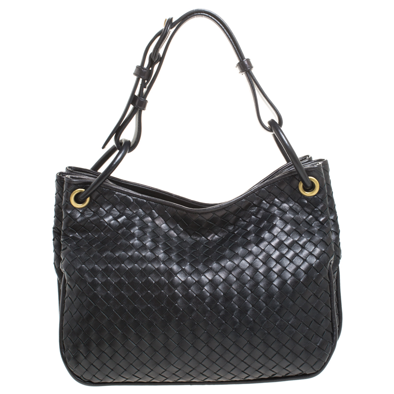 bottega veneta small loop intrecciato woven hobo bag