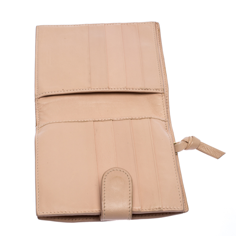 

Bottega Veneta Beige Intrecciato Leather French Flap Wallet