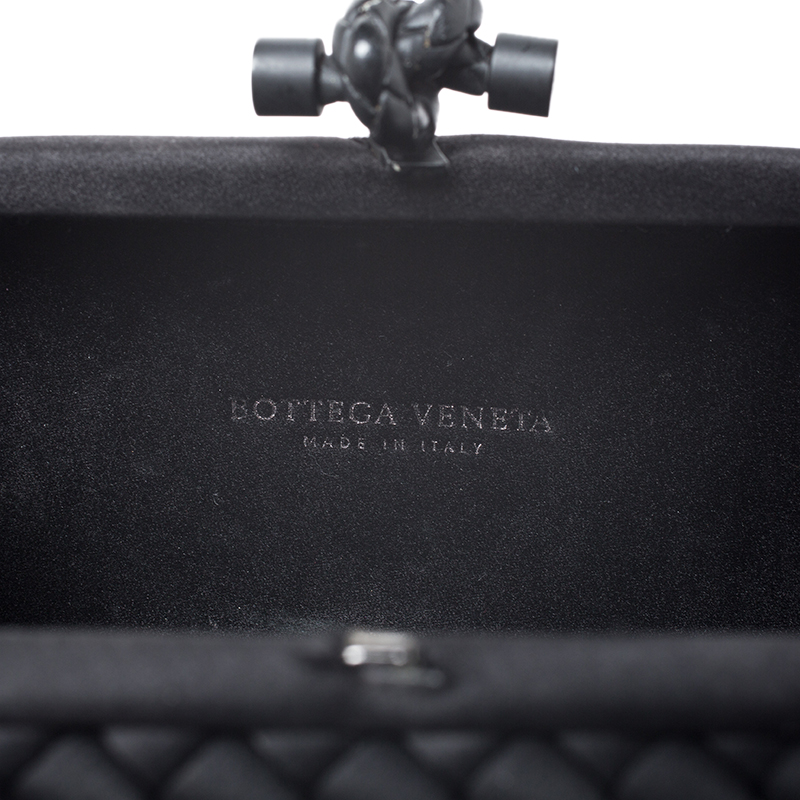 Bottega Veneta Gray Intrecciato Satin Knot Clutch Bag - Yoogi's Closet