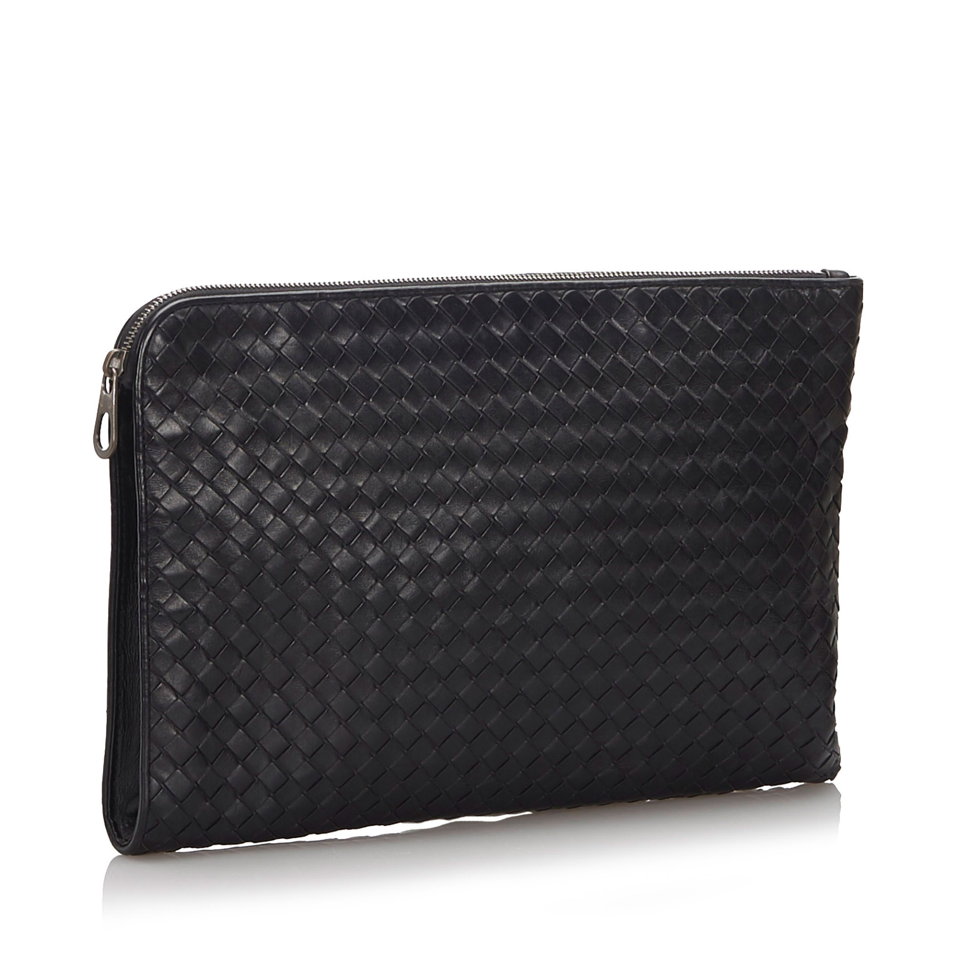 

Bottega Veneta Black Intrecciato Leather Clutch