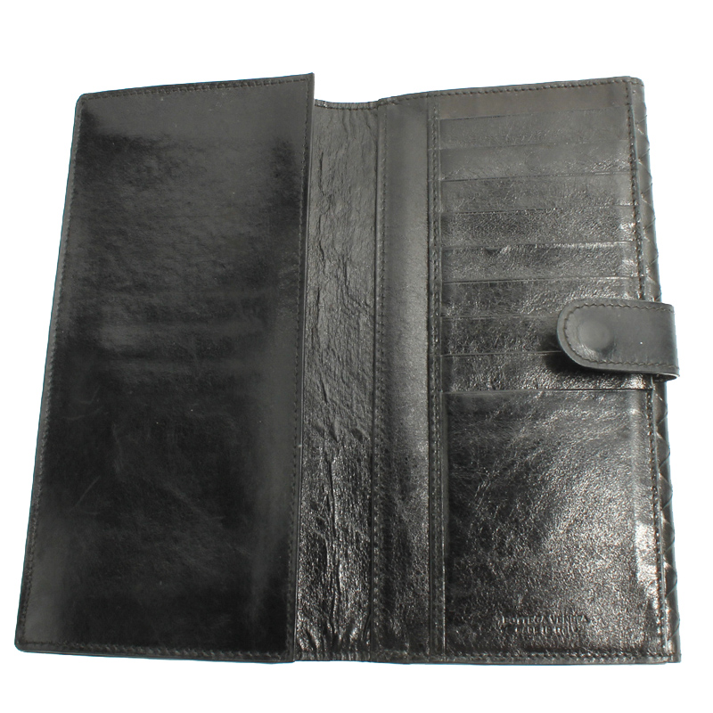 

Bottega Veneta Black Intrecciato Leather Long Wallet