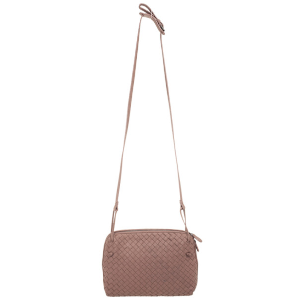 Bottega Veneta Small Pink Intrecciato Square Messenger Bag Bottega