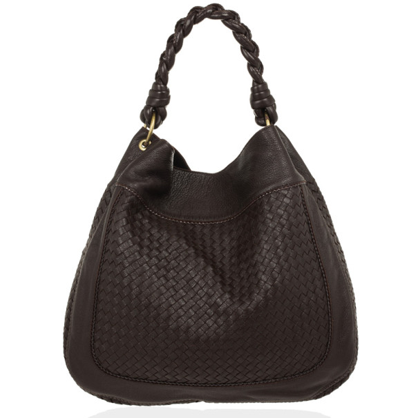 Pre Owned Bottega Veneta Brown Leather Cervo Intrecciato Hobo Bag